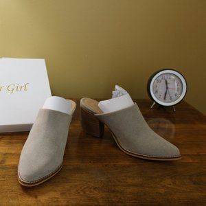 Suede Taupe Low Heeled Mule